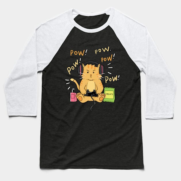 Gaming Cat Shirt for Gamers Baseball T-Shirt by Nowhereman78
